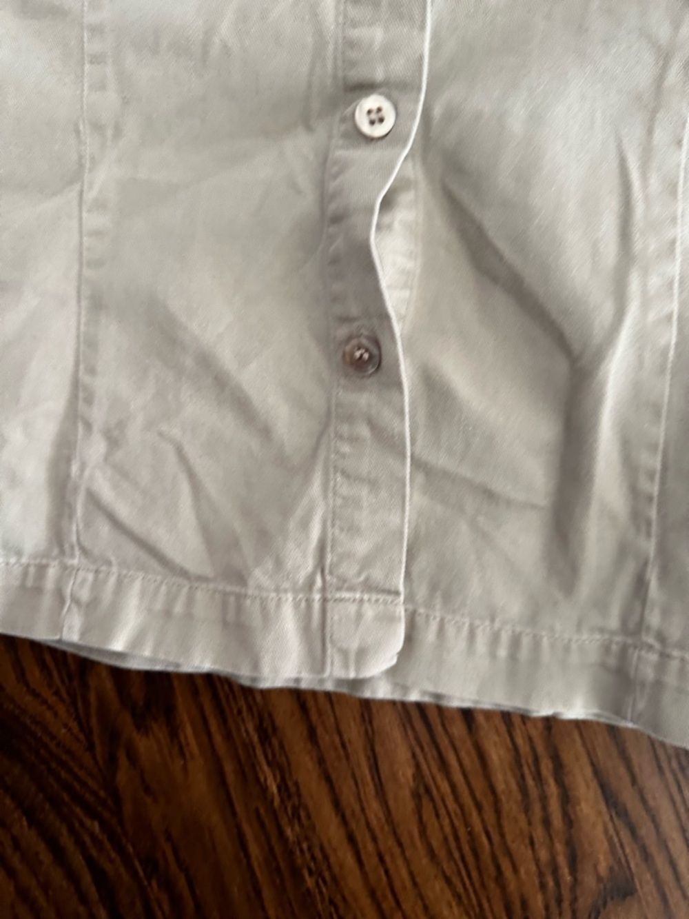 Basic Editions Light Khaki Cotton Short-Sleeve Button-Up Shirt Women's L - Picture 9 of 13